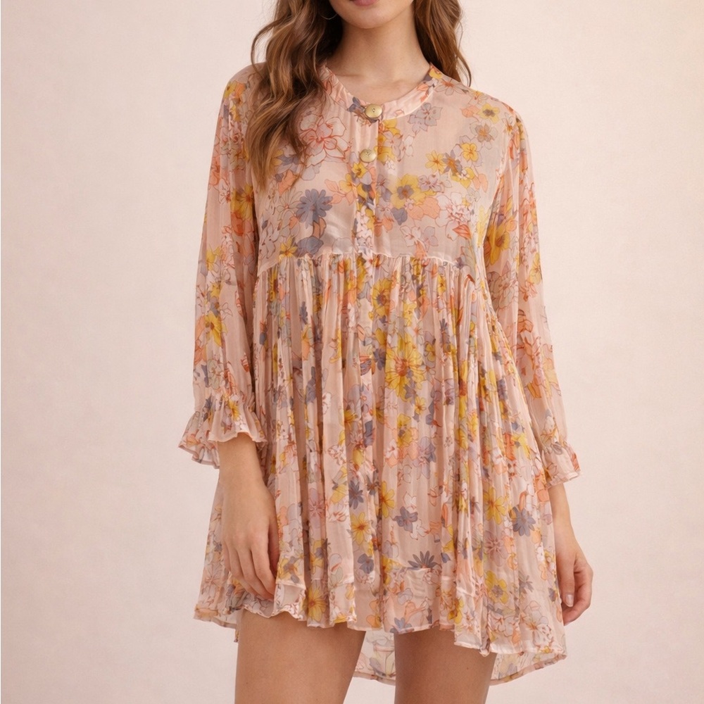 Free People Multicolor Floral Blouse